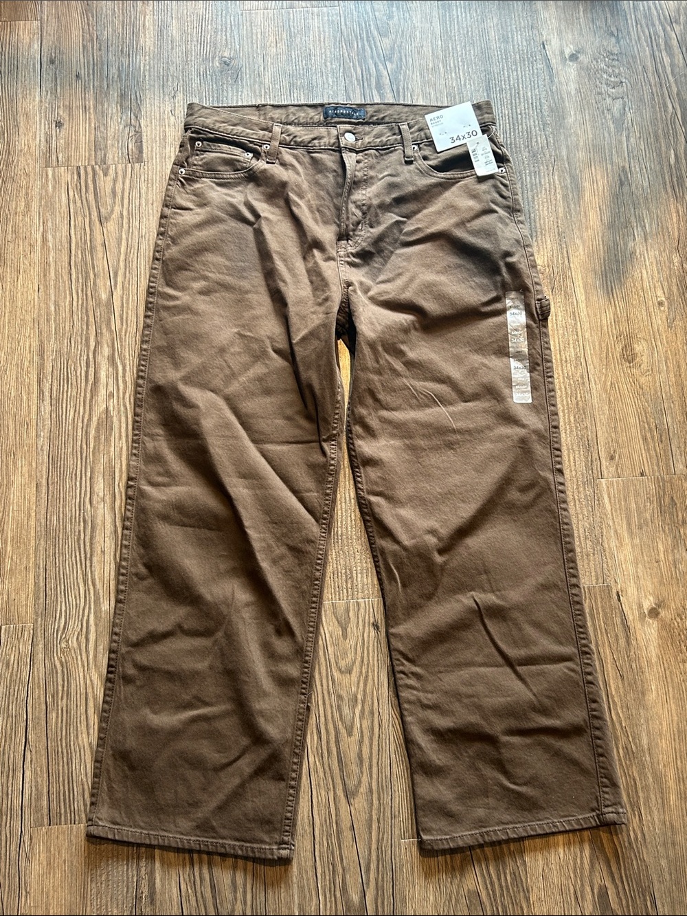 Aeropostale Brown Workwear Pants - Baggy Stretch Fit 34x30